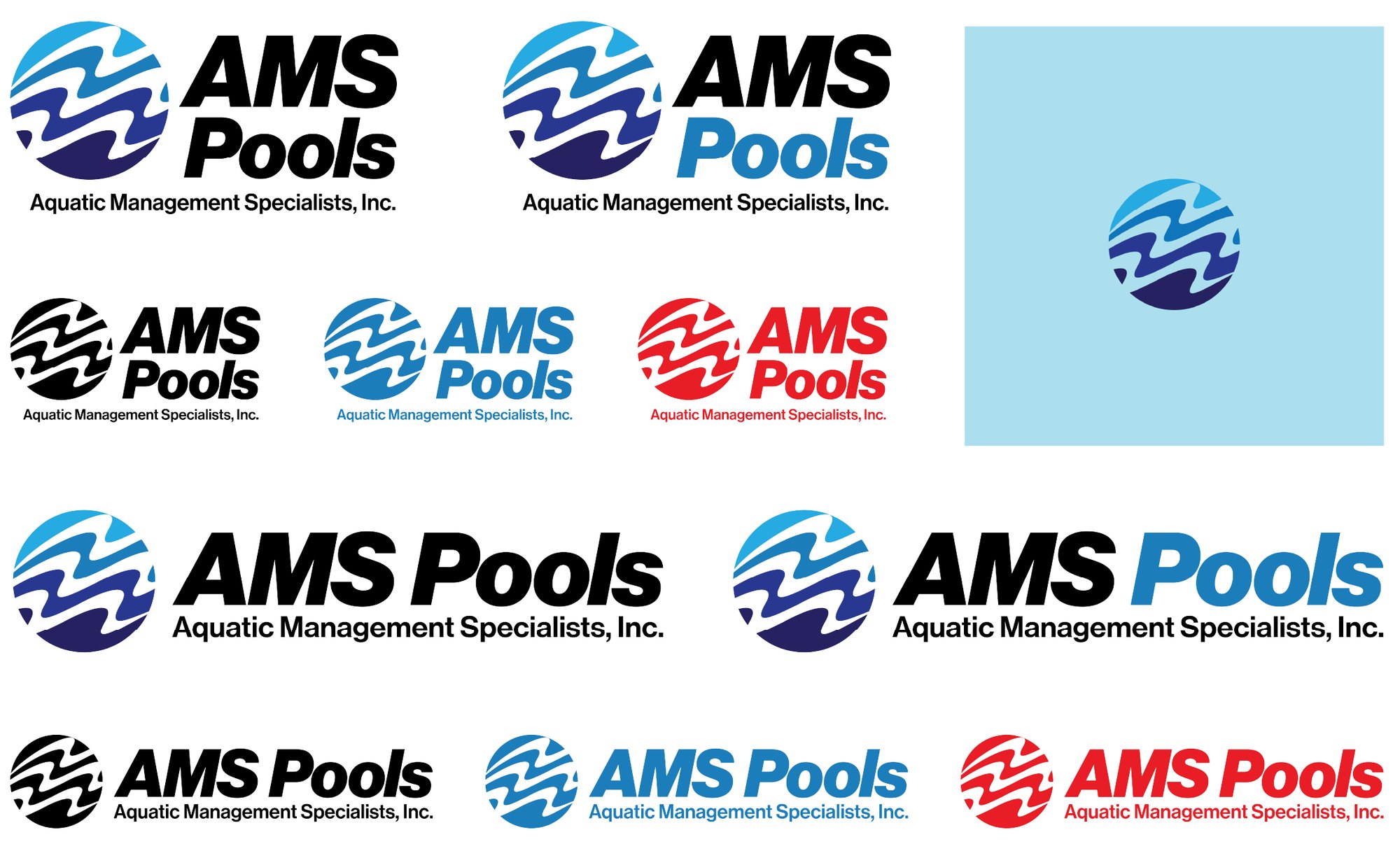 AMS Pools · primary, stacked, and colorways