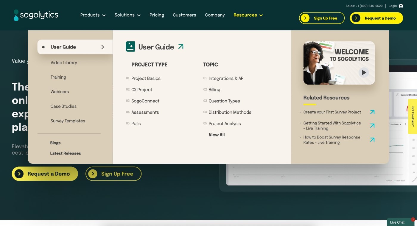 Mega menu · Resources