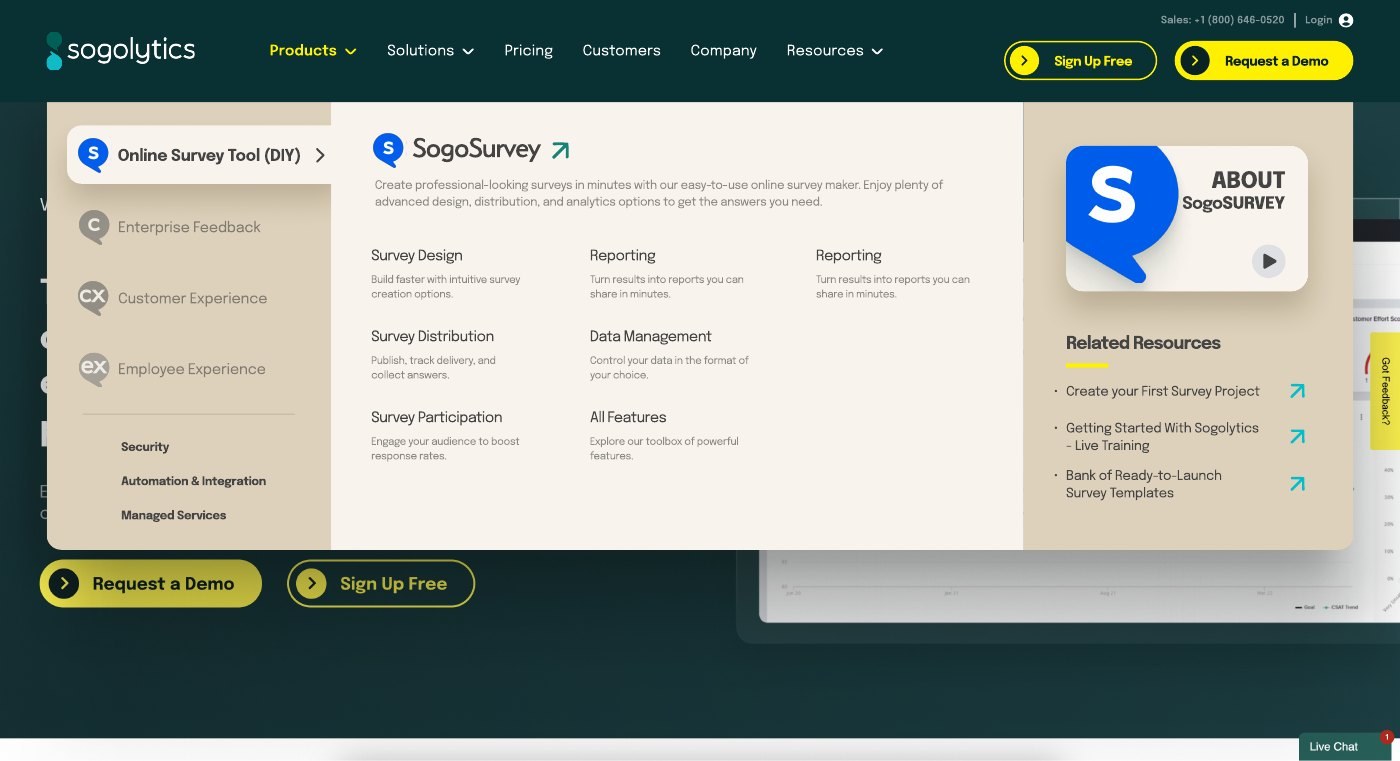 Mega menu · SogoSurvey