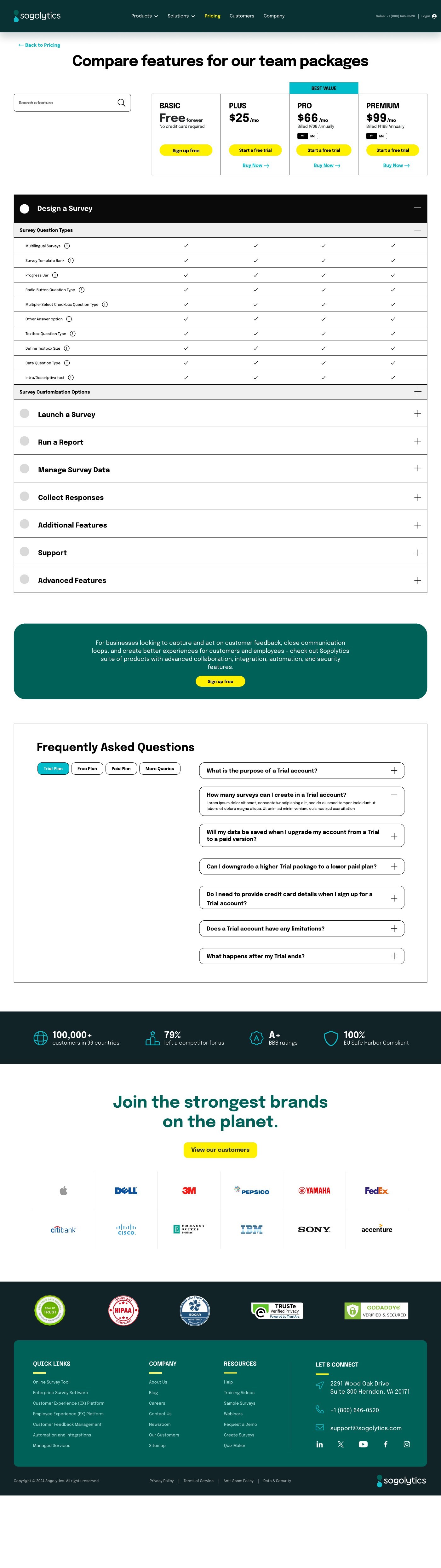Pricing · feature comparison