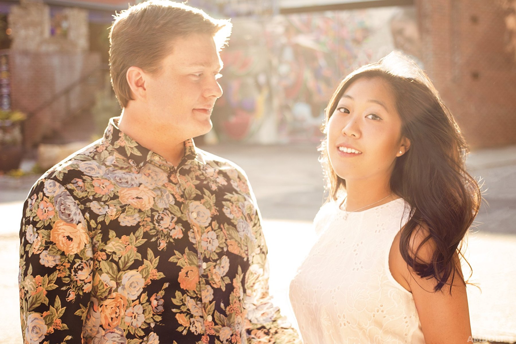 Backlit couple portrait